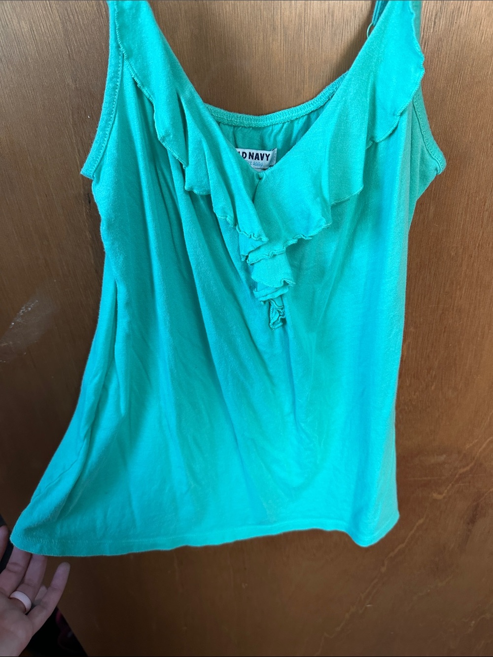 Old Navy Teal Ruffle V-Neck Camisole Tank Top